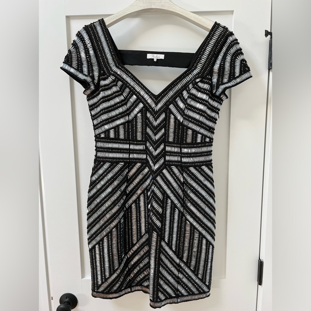 Parker beaded cutout party dress. Size M